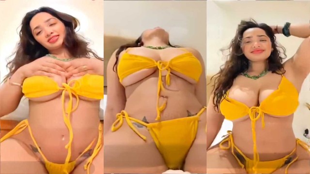 Aditi Mistry Nude Yellow Nipple Bikini Live part 3
